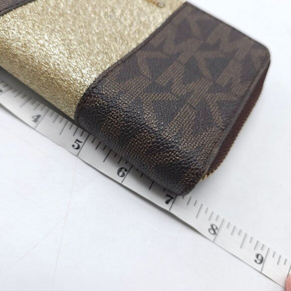 Michael Kors Brown Gold Glitter Wristlet Wallet With Zip Closure - Picture 4 of 6
